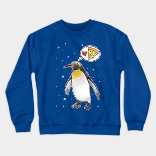 Hungry penguin dreaming about pizza with anchovies Crewneck Sweatshirt